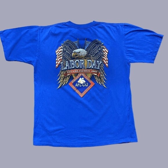 Union Line Atlanta Georgia Labor Day USA Eagle Workers Blue T-Shirt Men's XL - Picture 1 of 8
